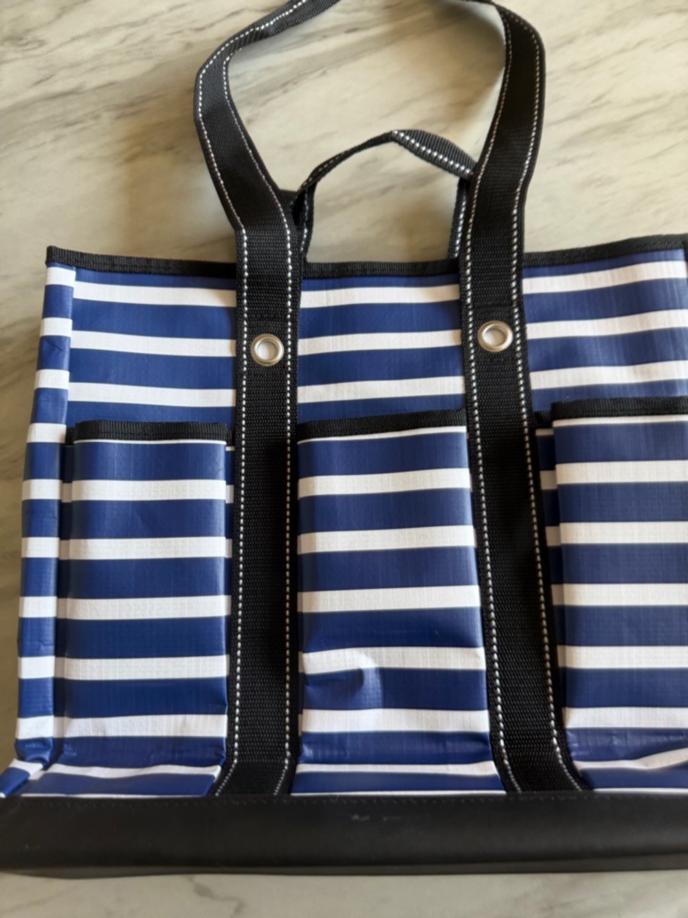 SCOUT Rocket Pocket Tote Travel Bag Striped Nantucket Navy NWT - Picture 6 of 9